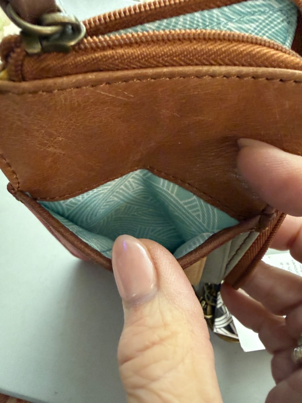 The Sak Colorblock Leather Zip Card Wallet Keychain - "Iris" - Picture 7 of 9